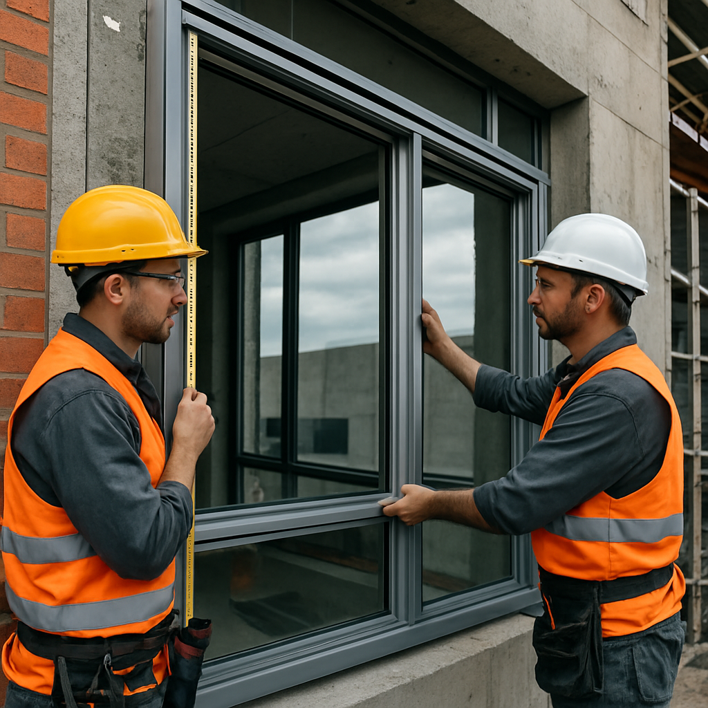 Installation of XIAOZI metal windows on a construction site